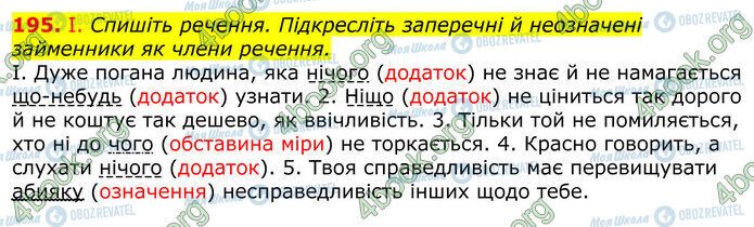 ГДЗ Українська мова 10 клас сторінка 195